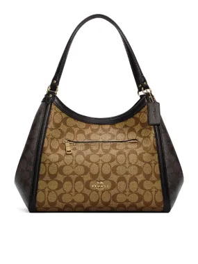 Coach Kristy Shoulder Bag In Blocked Signature Canvas Khaki Brown Multi