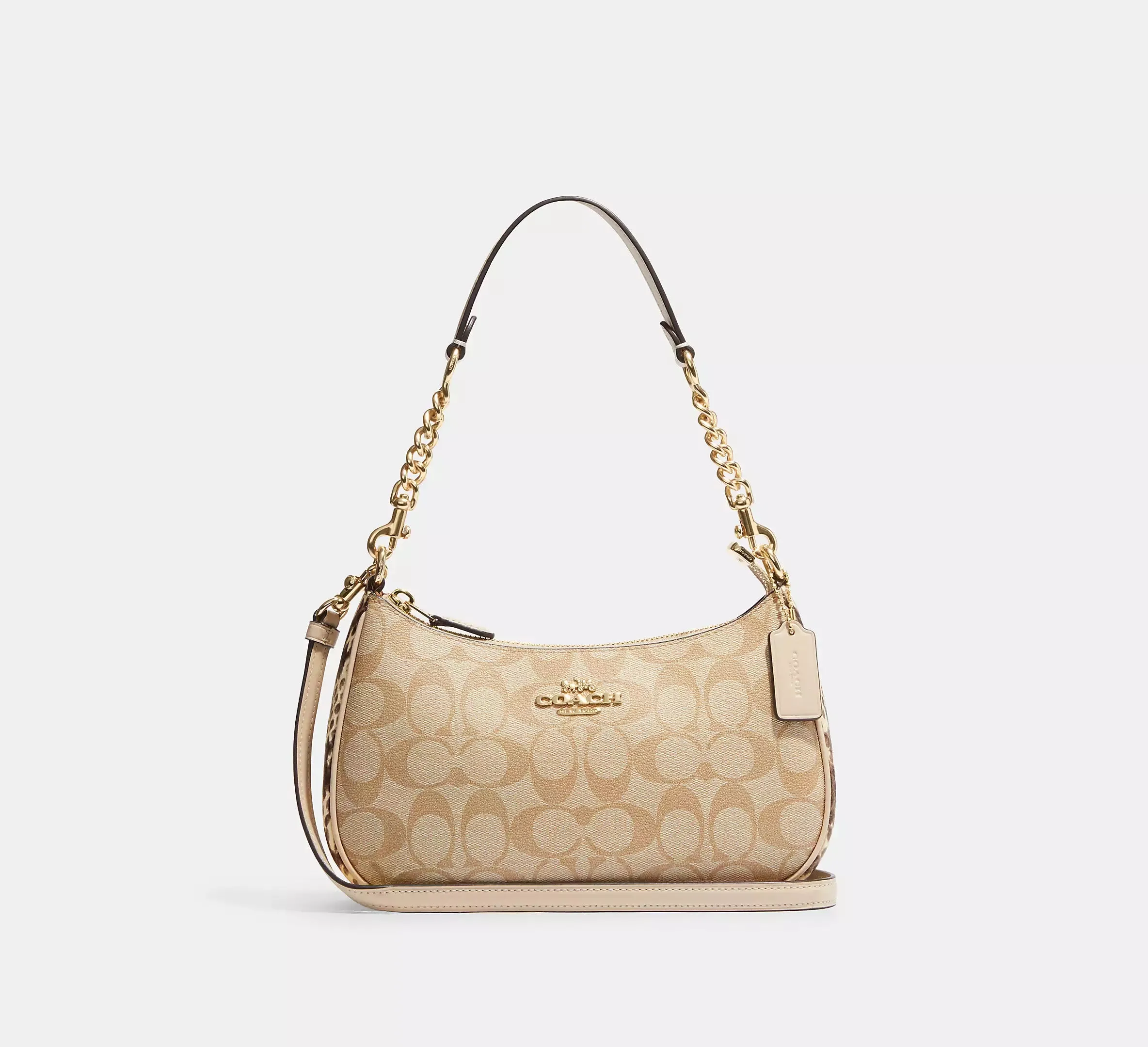 Coach Teri Shoulder Bag In Signature Canvas Gold/Light Khaki Multi