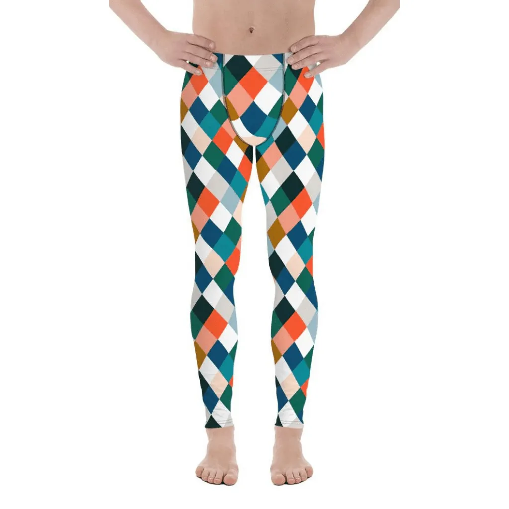 Colorful Rhombus Pattern Men's Leggings