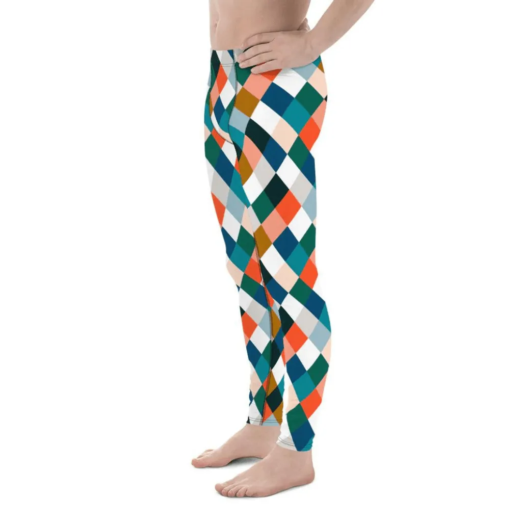 Colorful Rhombus Pattern Men's Leggings