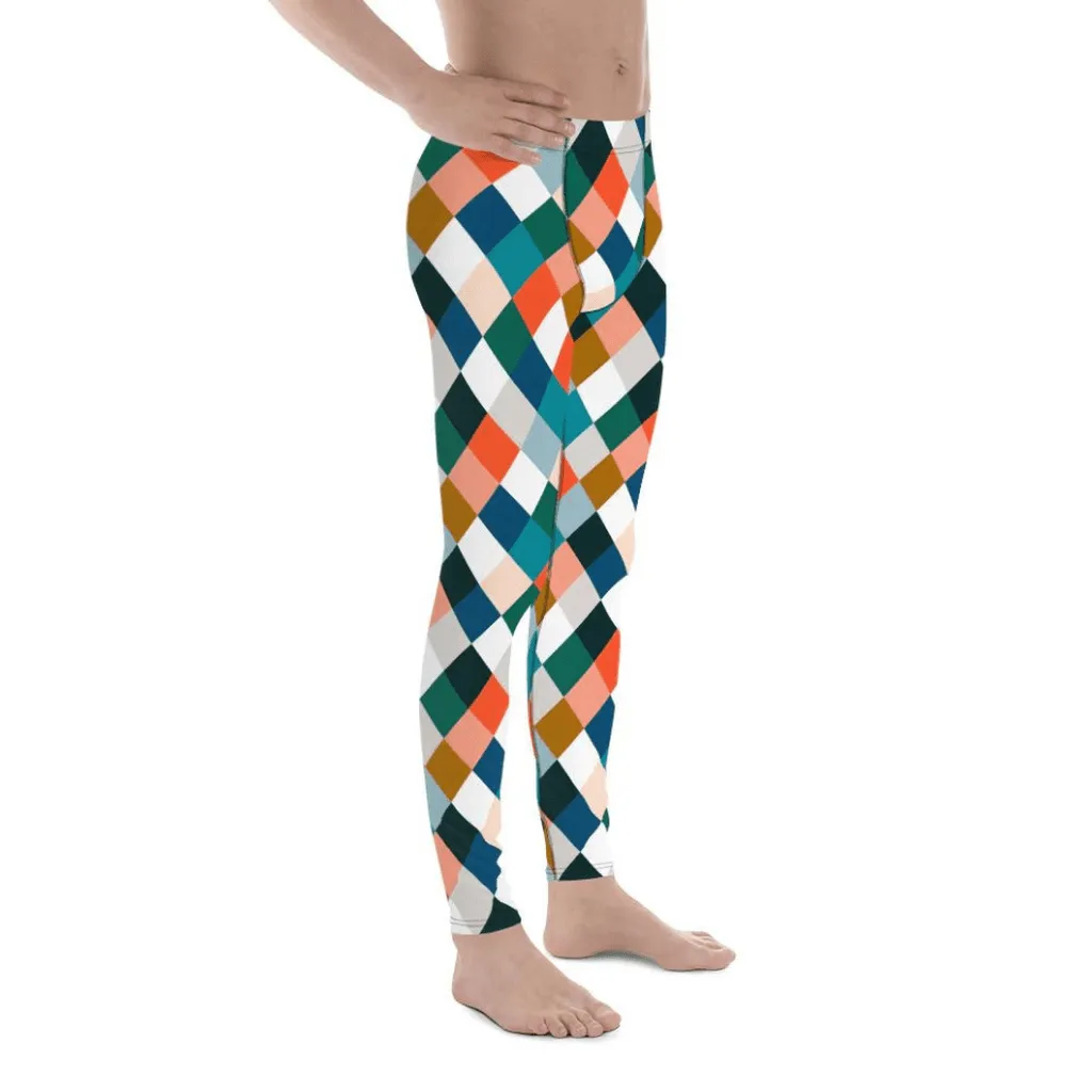 Colorful Rhombus Pattern Men's Leggings