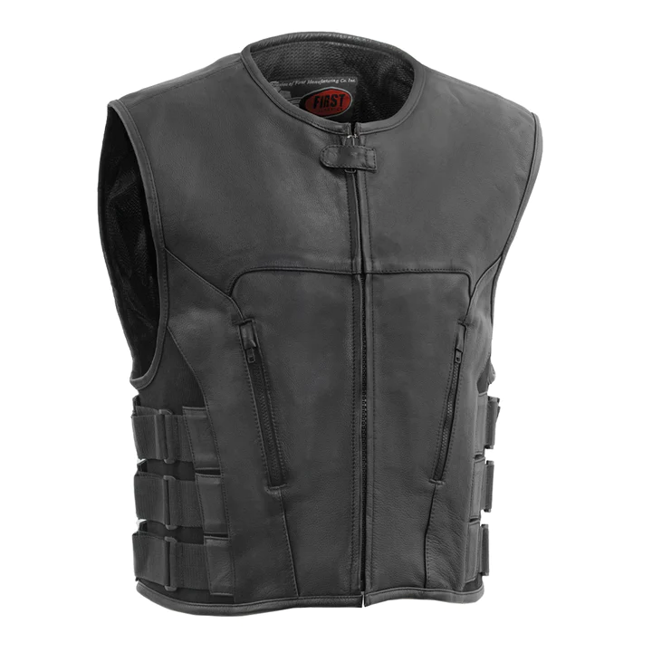 Commando Men’s Leather Swat Style Motorcycle Vest