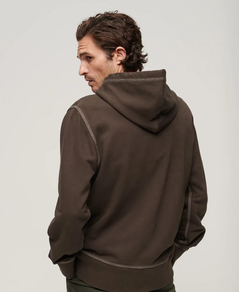 Contrast Stitch Relaxed Zip Hoodie | Dusk Brown