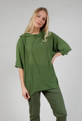 Cotton Maxi Hoodie in Green