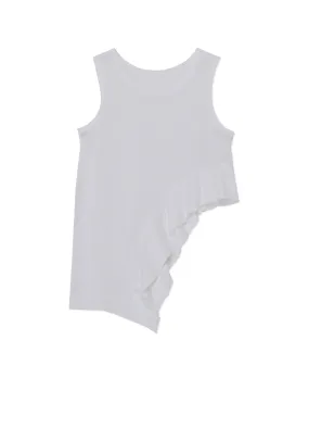 COTTON PLAIN STITCH ASYMMETRIC VEST WITH RUFFLED HEM