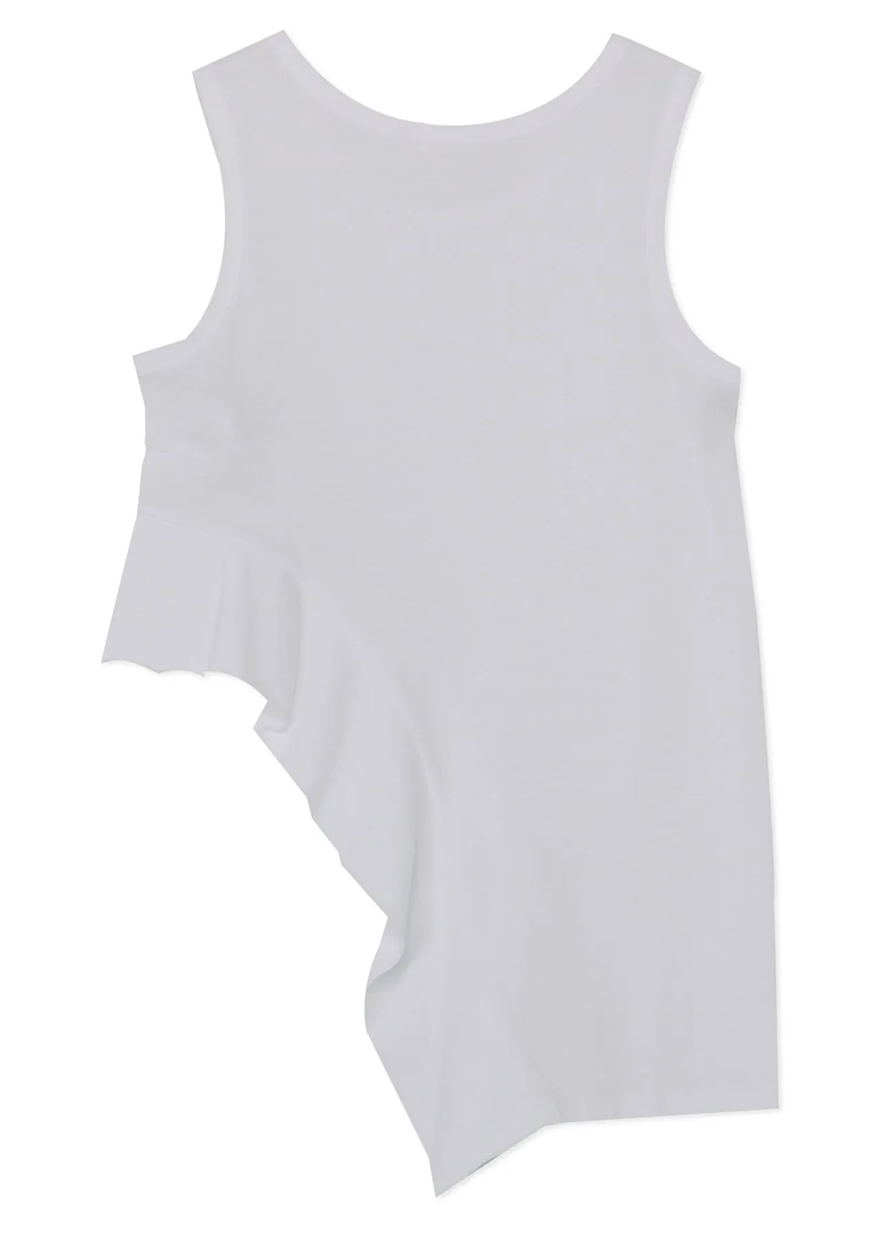 COTTON PLAIN STITCH ASYMMETRIC VEST WITH RUFFLED HEM