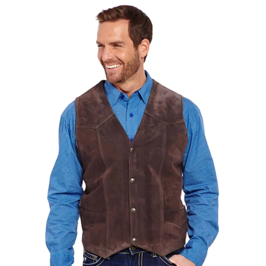 Cripple Creek Men's Snap Front Boar Suede Leather Vest