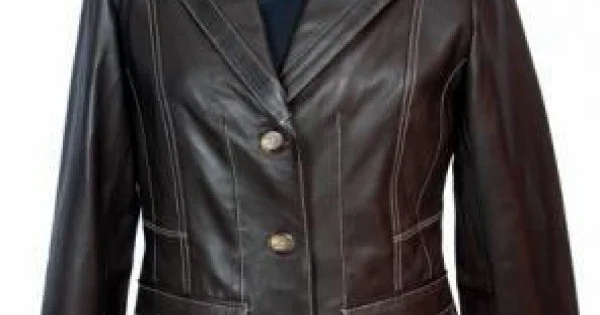 Dark brown leather jacket for office going women or casual wear