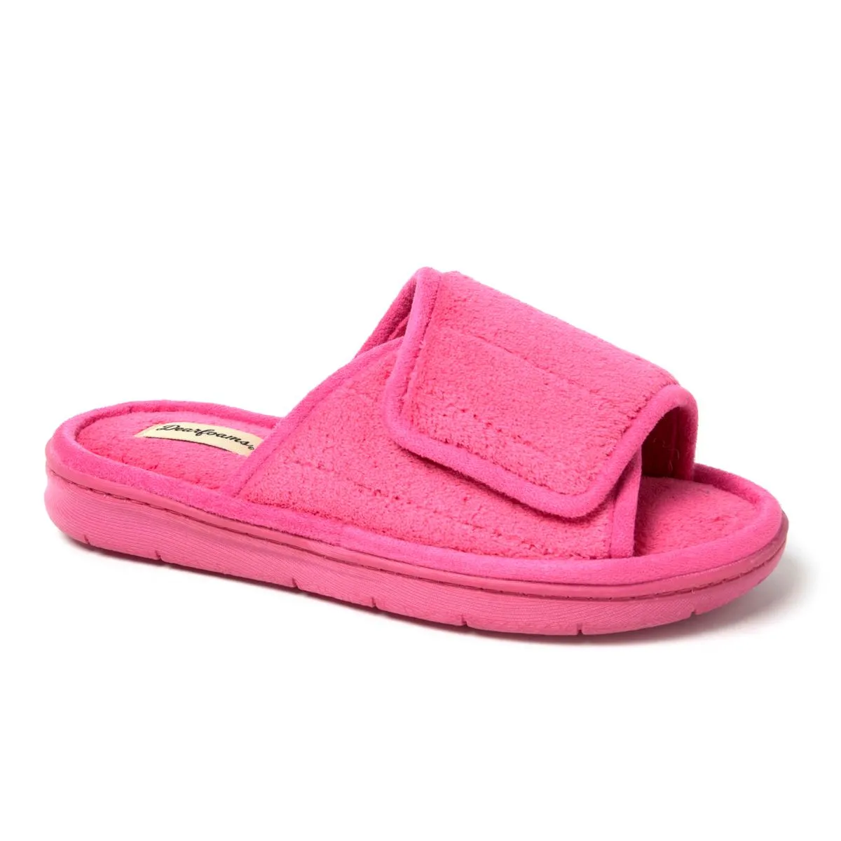      Dearfoams Women's Adjustable Indoor/Outdoor Terry Slide Slipper     