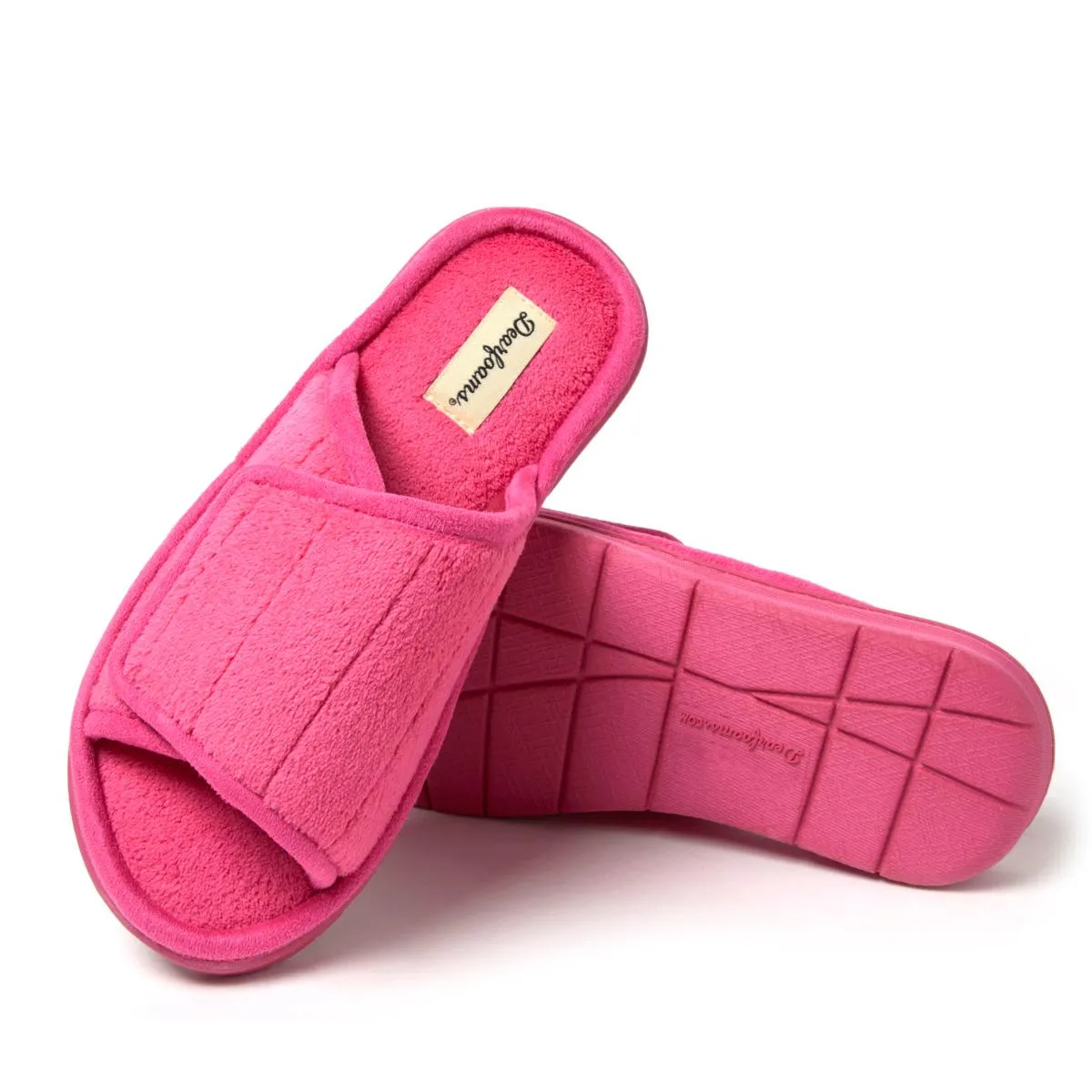      Dearfoams Women's Adjustable Indoor/Outdoor Terry Slide Slipper     