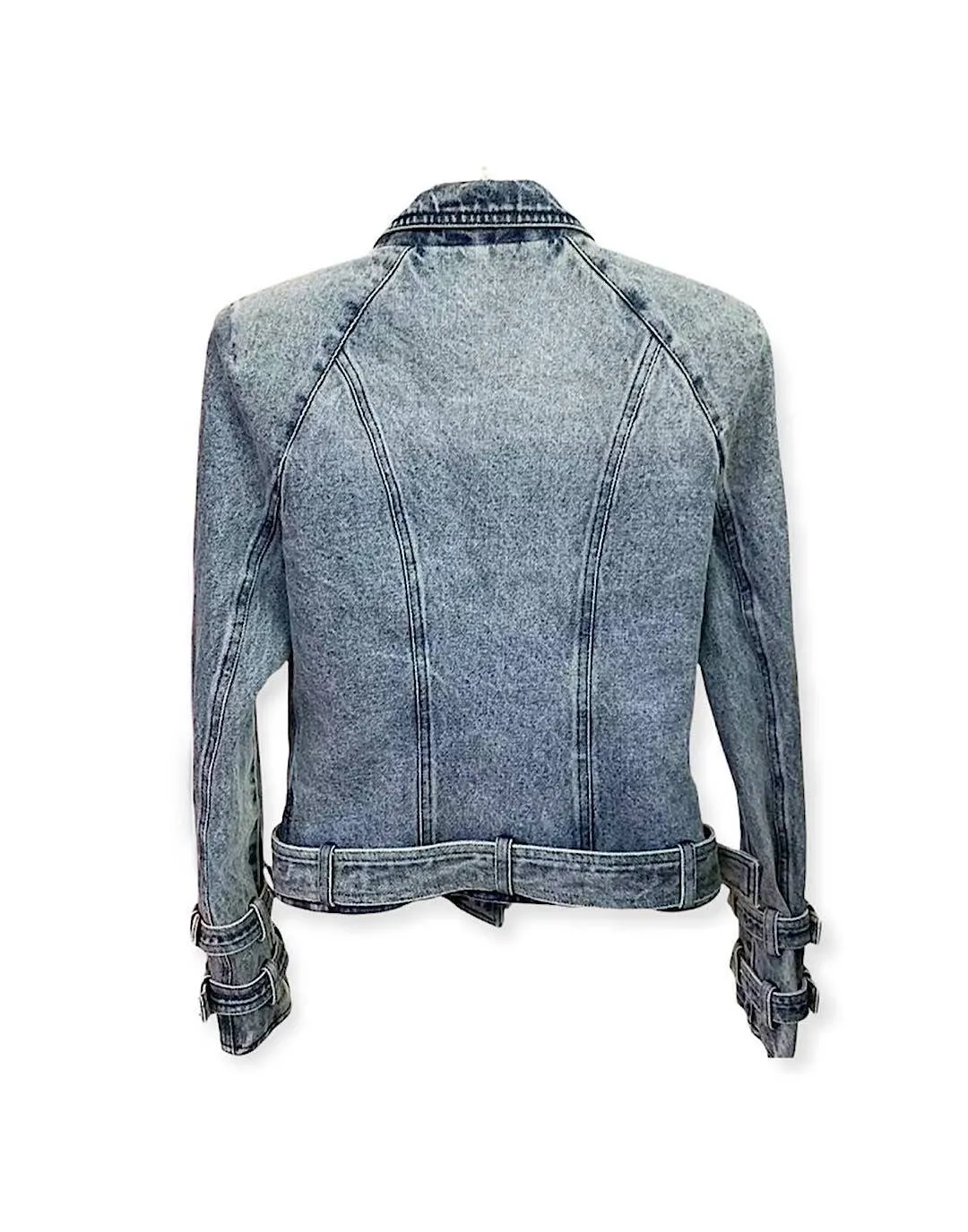 Denim Gold Button Biker Jacket