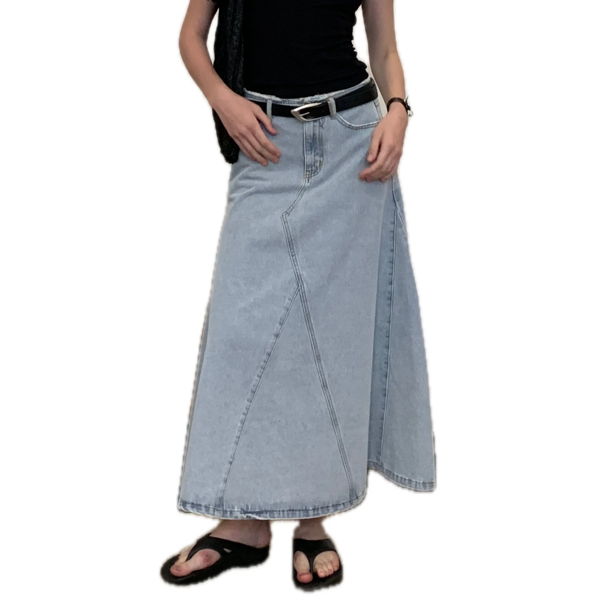 Denim Long Skirt-