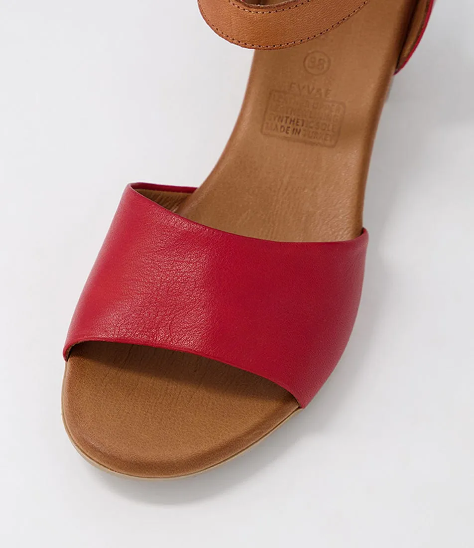 DIANA FERRARI Evvae Dark Red Tan Leather Sandals