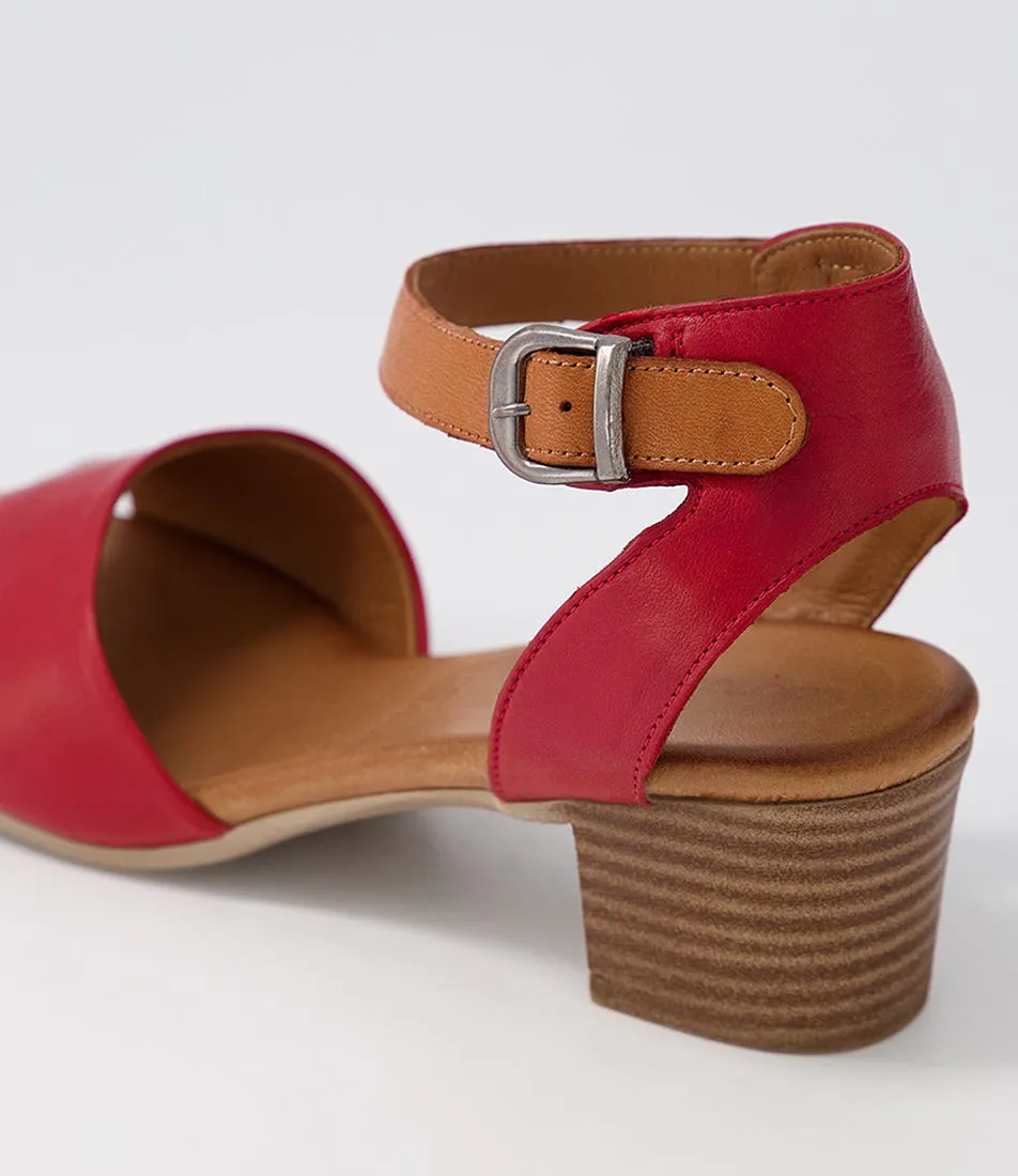 DIANA FERRARI Evvae Dark Red Tan Leather Sandals