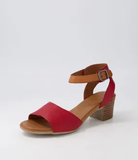 DIANA FERRARI Evvae Dark Red Tan Leather Sandals