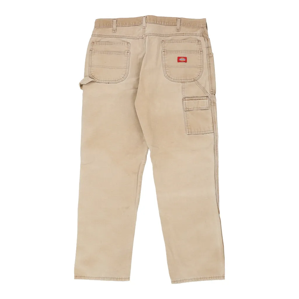 Dickies Double Knee Carpenter Trousers - 37W 30L Beige Cotton