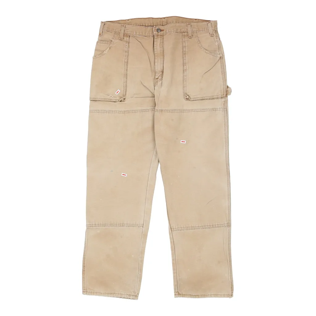 Dickies Double Knee Carpenter Trousers - 37W 30L Beige Cotton