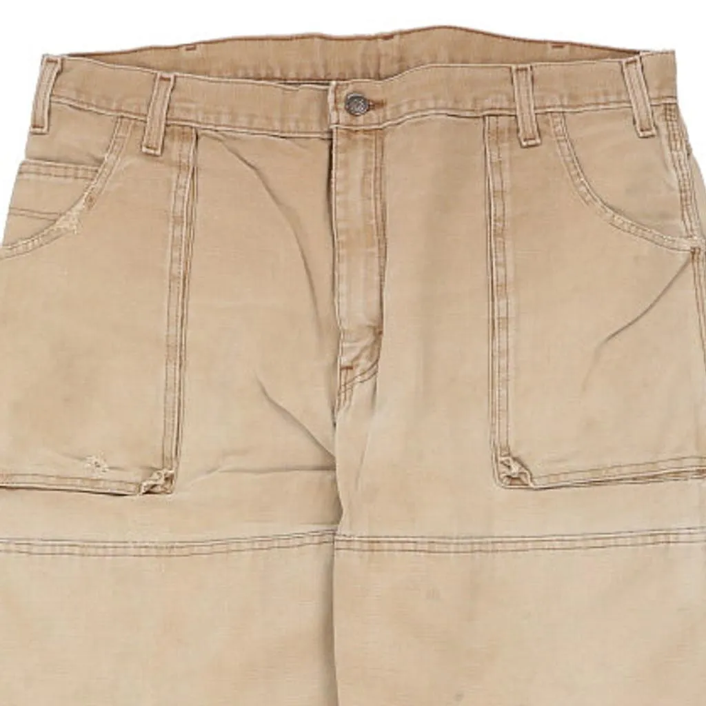 Dickies Double Knee Carpenter Trousers - 37W 30L Beige Cotton