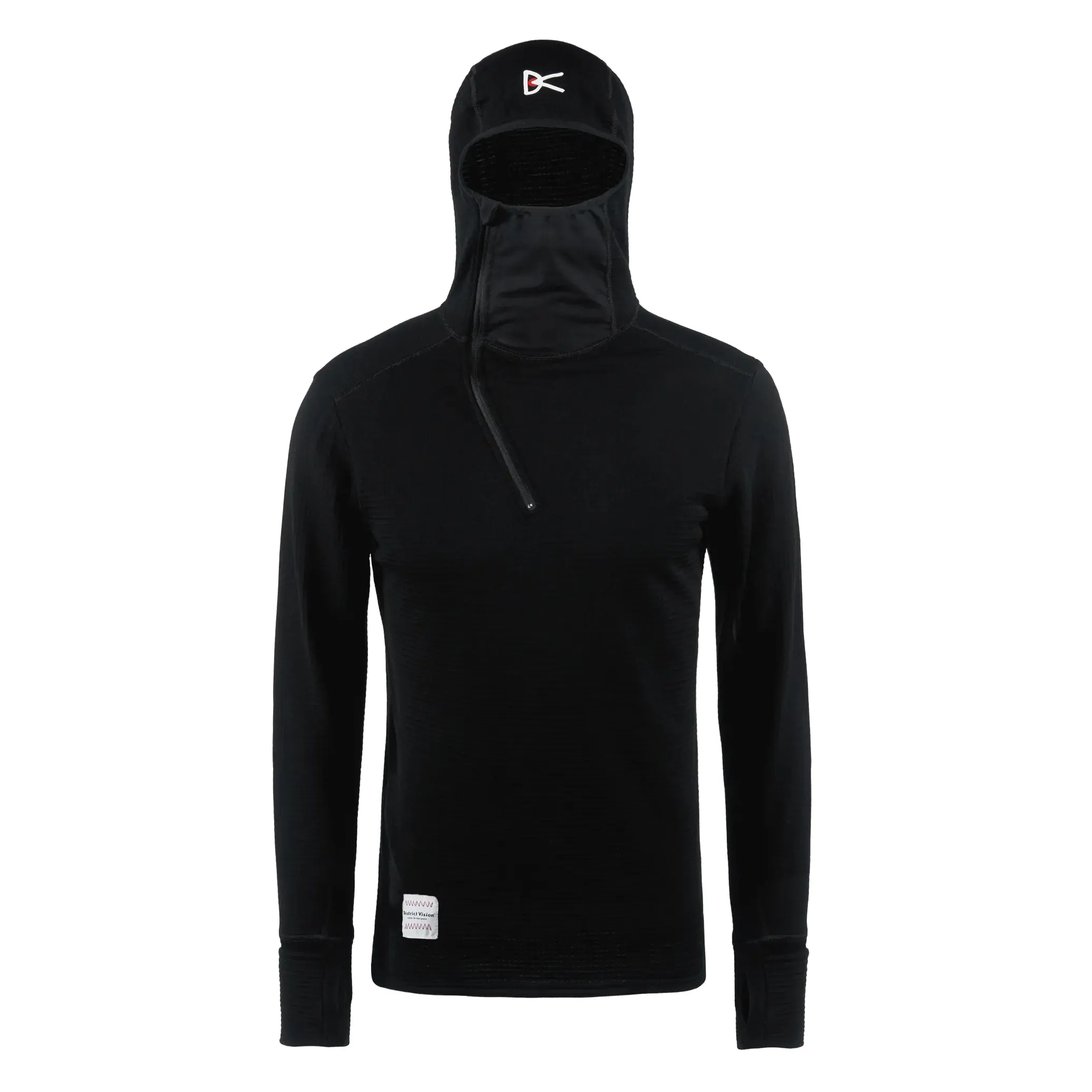 District Vision Men's Hooded Merino Grid Fleece Black