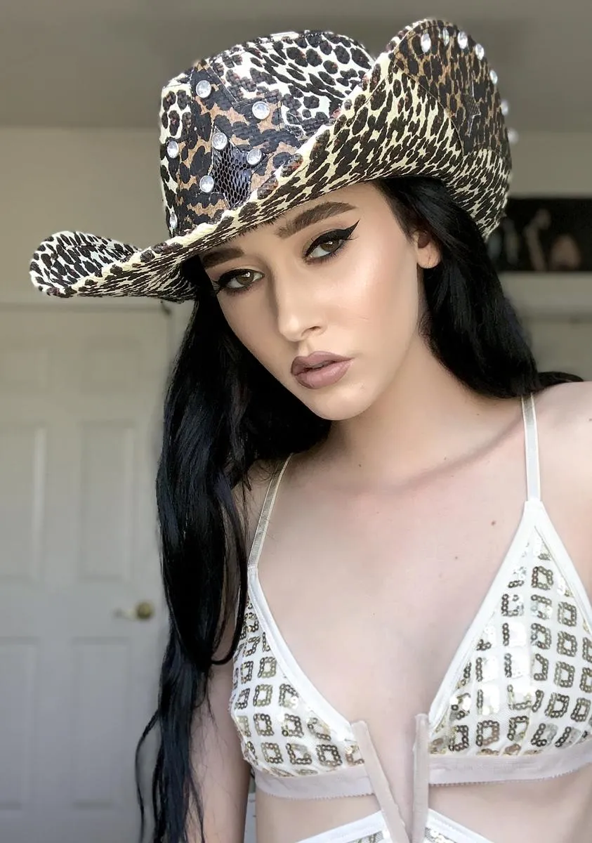 Diva Down Under Leopard Cowboy Hat-