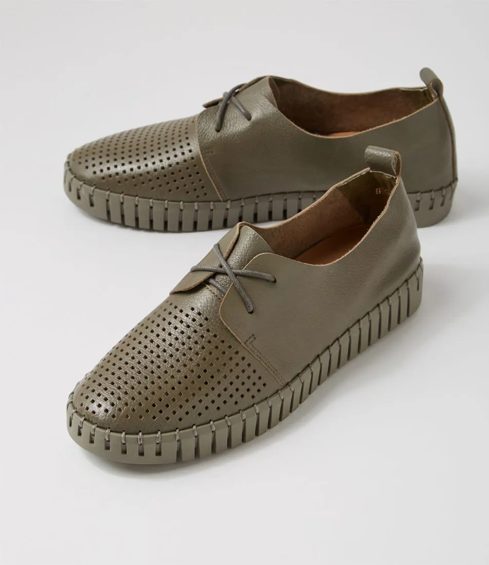 DJANGO & JULIETTE Huston Olive Leather Sneakers