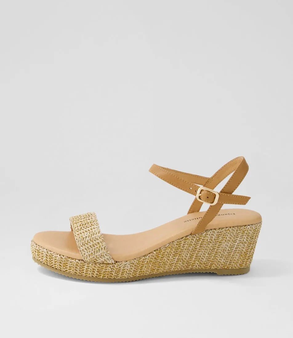 DJANGO & JULIETTE Sable Lrg Tan Synthetic Raffia Leather Sandals