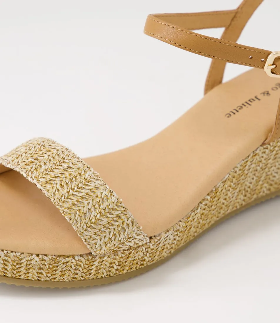 DJANGO & JULIETTE Sable Lrg Tan Synthetic Raffia Leather Sandals