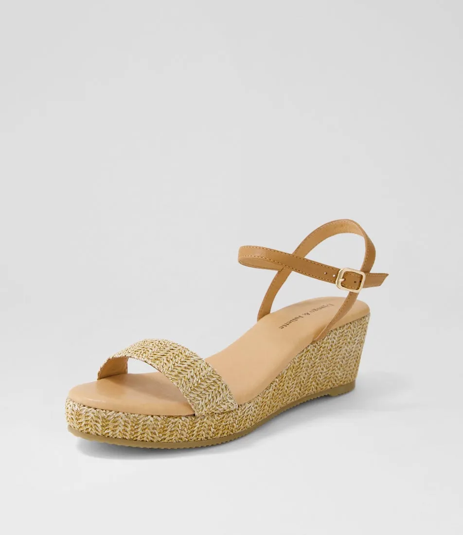 DJANGO & JULIETTE Sable Lrg Tan Synthetic Raffia Leather Sandals