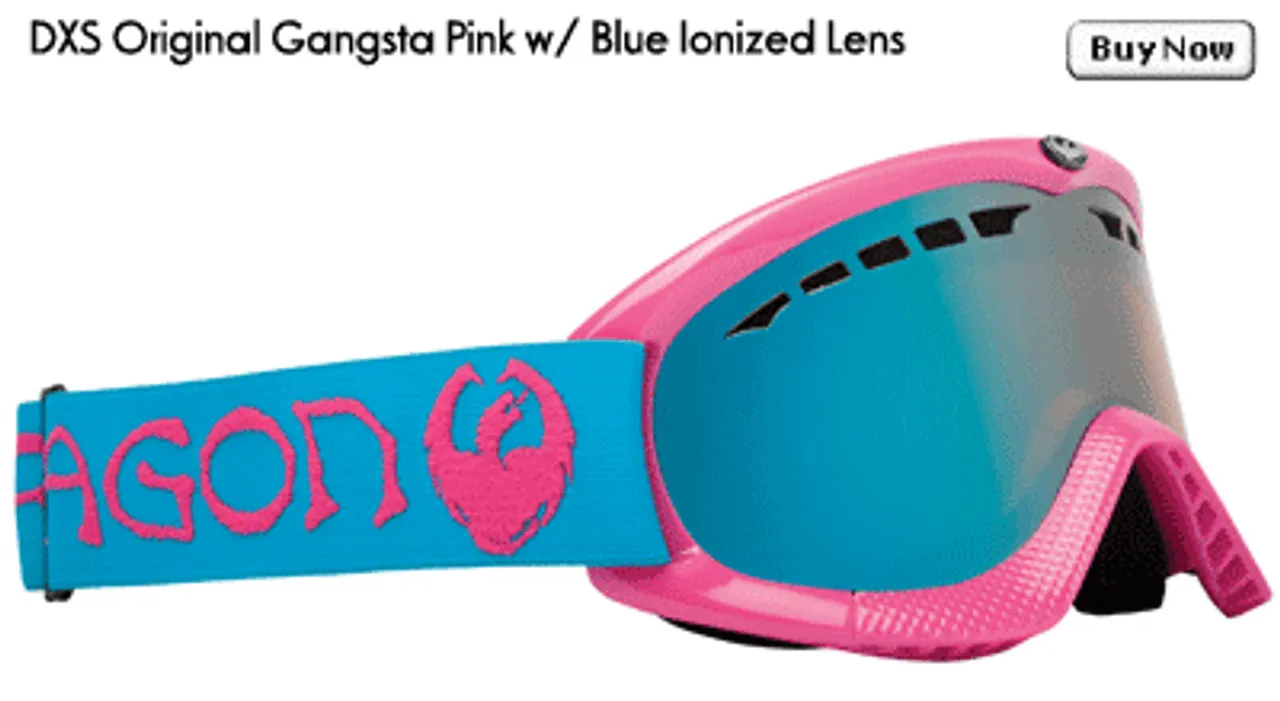 Dragon DXS Original Gangsta Pink Goggles w/ Blue Ionized Lens