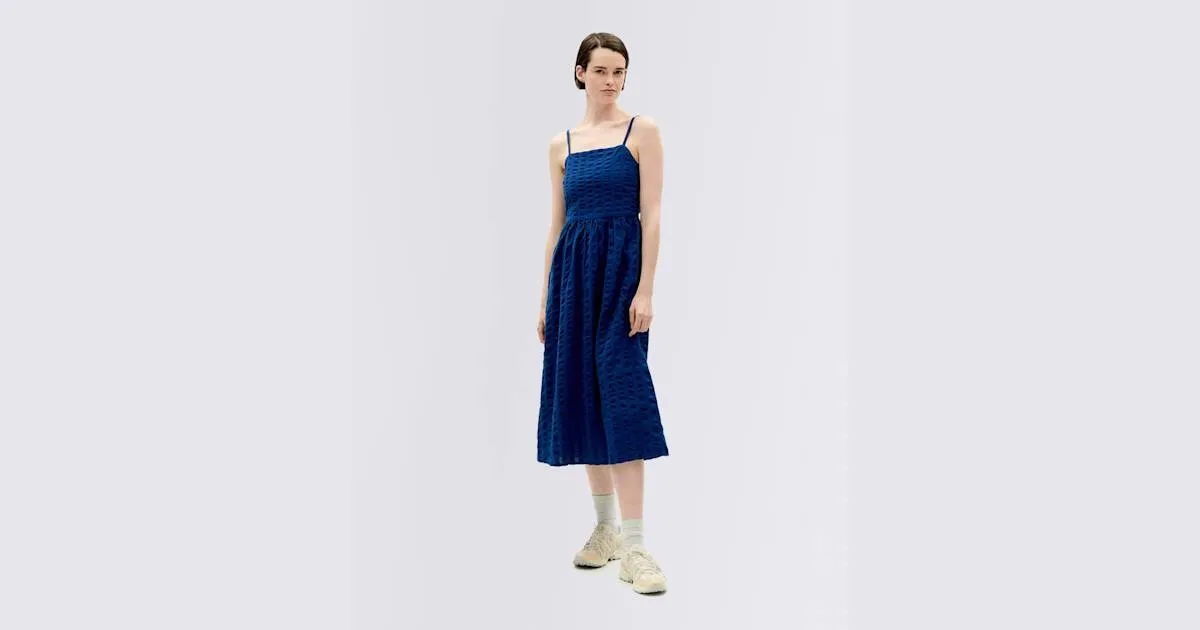 Dress Thinking MU Navy Big Seersucker Paola Dress