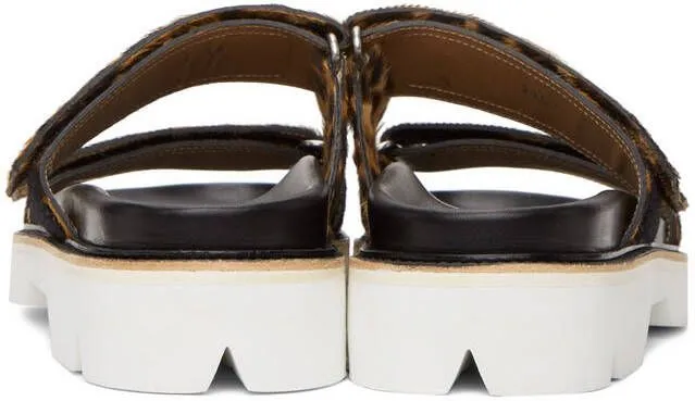 Dries Van Noten Brown & Black Calf-Hair Cheetah Sandals