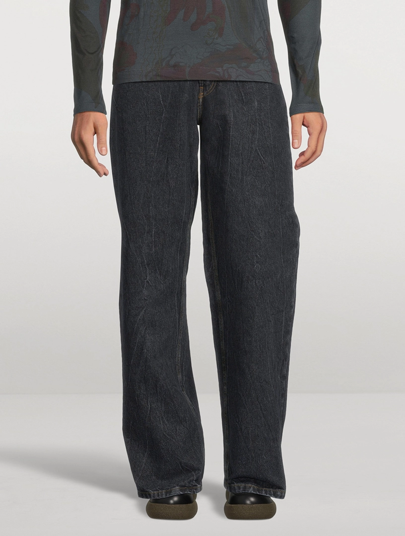 DRIES VAN NOTEN Marble Wash Straight-Leg Jeans