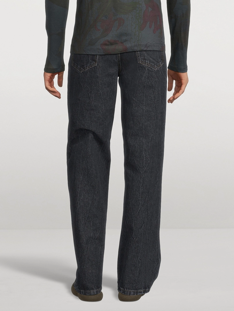 DRIES VAN NOTEN Marble Wash Straight-Leg Jeans