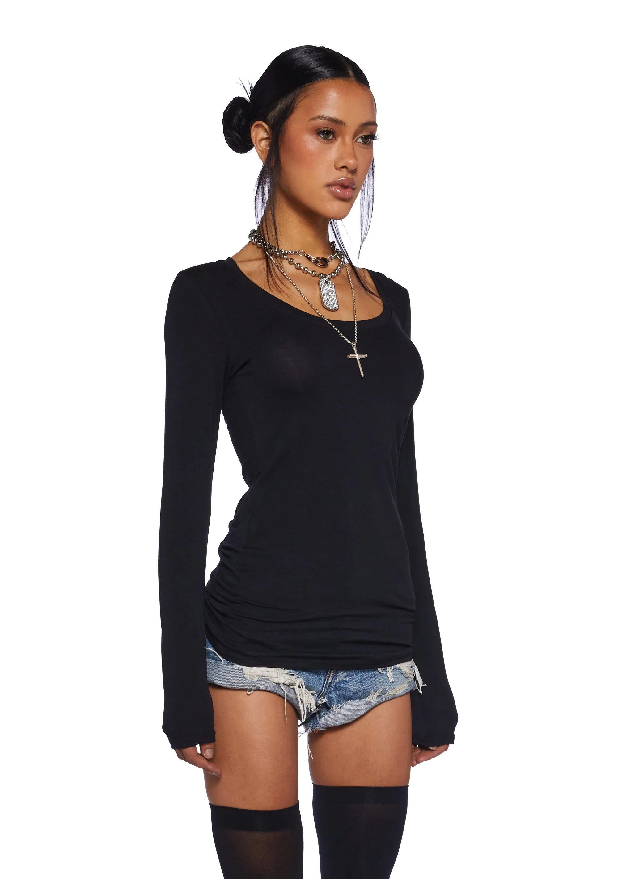 Drifting Guardian Cut-Out Romper - Black-