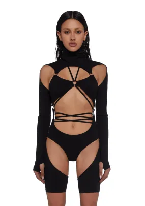 Drifting Guardian Cut-Out Romper - Black-