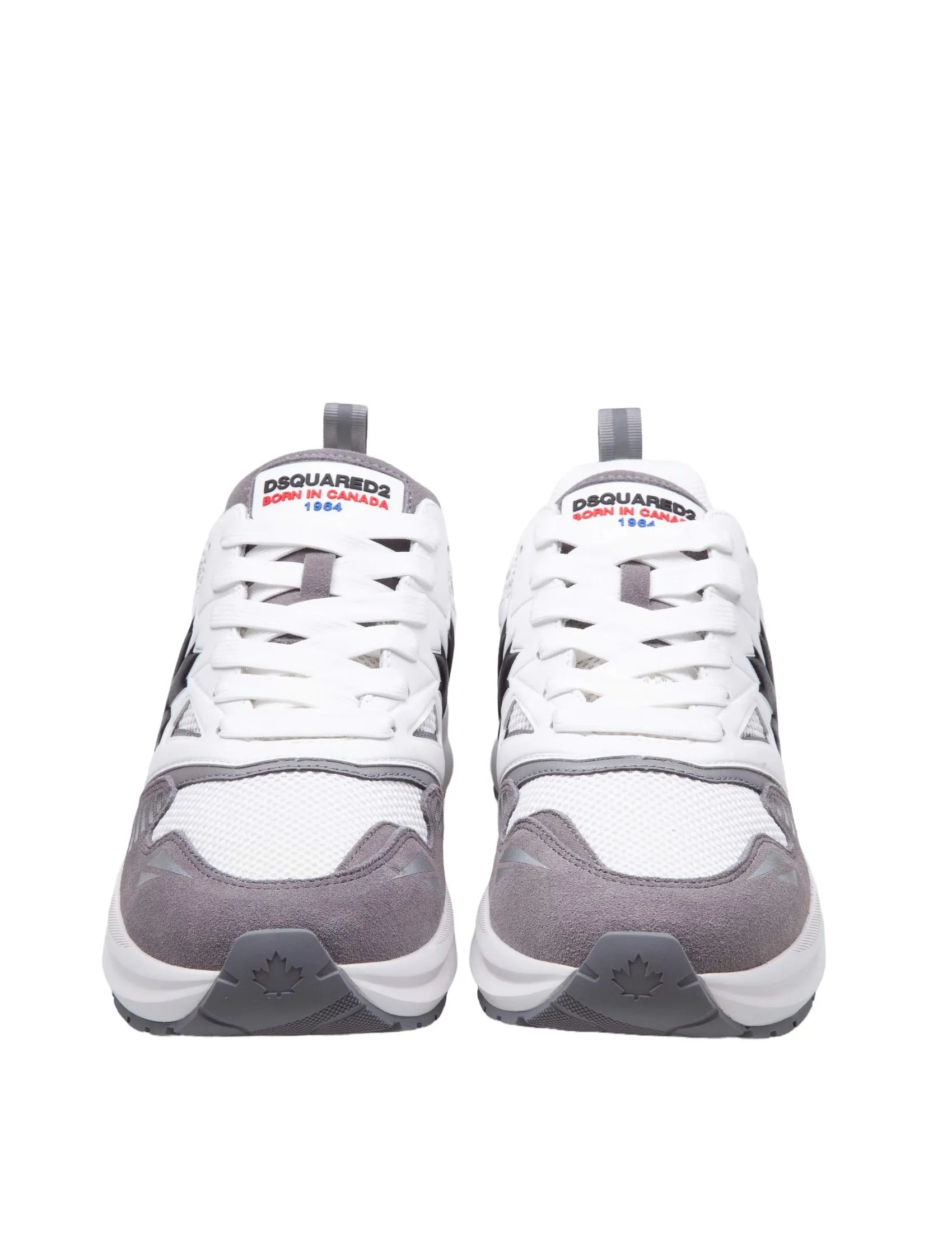 DSQUARED2 DASH SNEAKERS IN WHITE AND GRAY LEATHER AND FABRIC