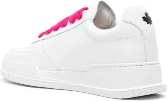 DSQUARED2 maple leaf leather sneakers White