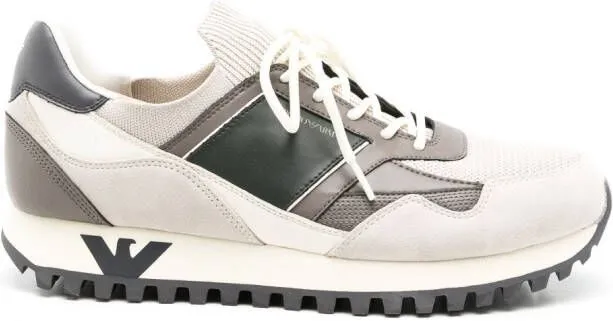 Emporio Armani colour-block logo-print sneakers Neutrals