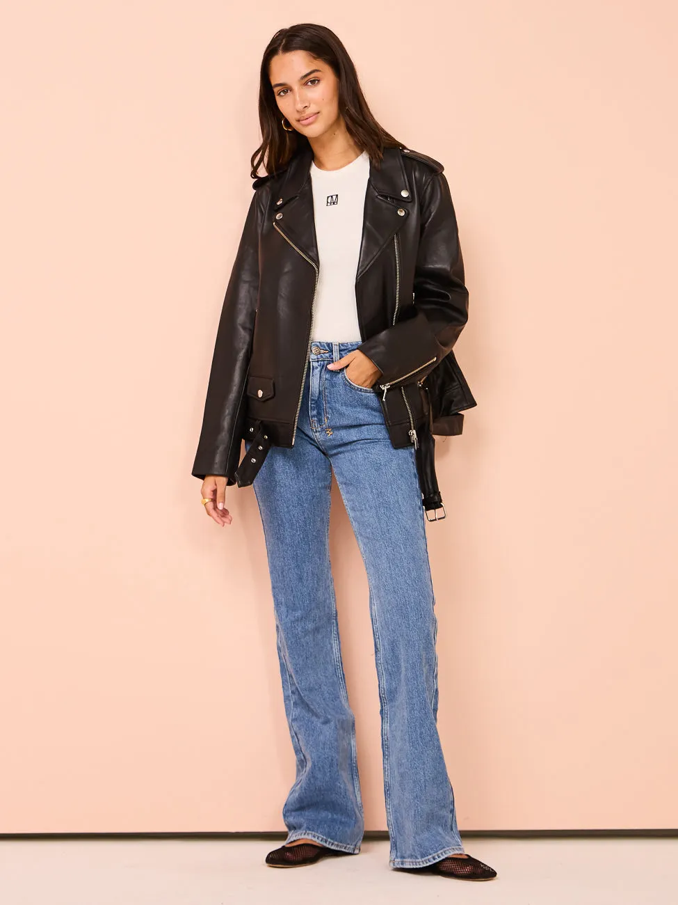 Ena Pelly Oversized New Yorker Biker Jacket in Black