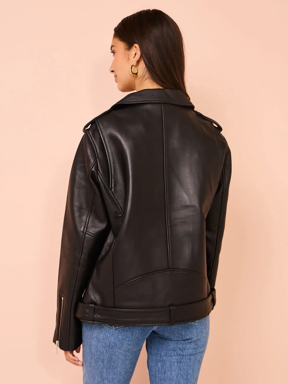 Ena Pelly Oversized New Yorker Biker Jacket in Black