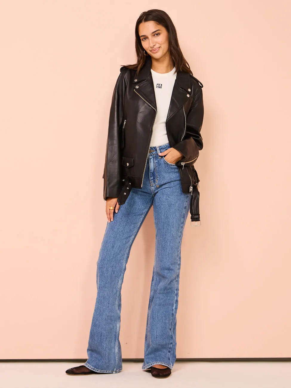 Ena Pelly Oversized New Yorker Biker Jacket in Black