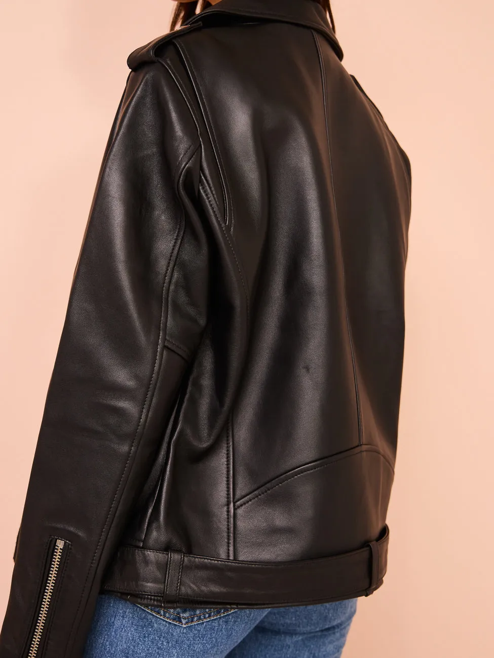 Ena Pelly Oversized New Yorker Biker Jacket in Black