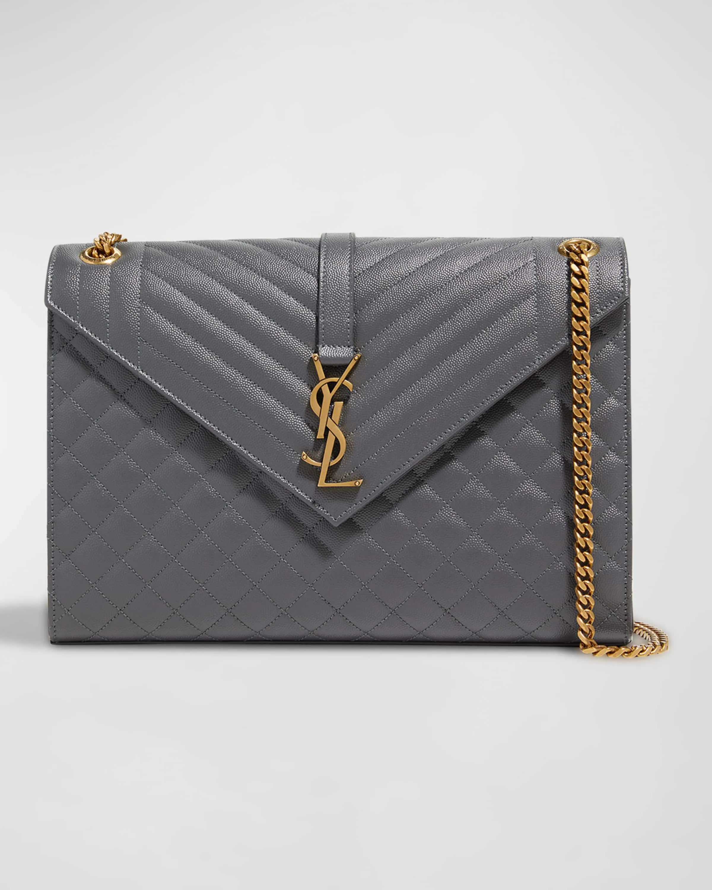 Envelope Triquilt Large YSL Shoulder Bag in Grained Leather