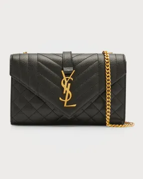 Envelope Triquilt Small YSL Shoulder Bag in Grained Leather