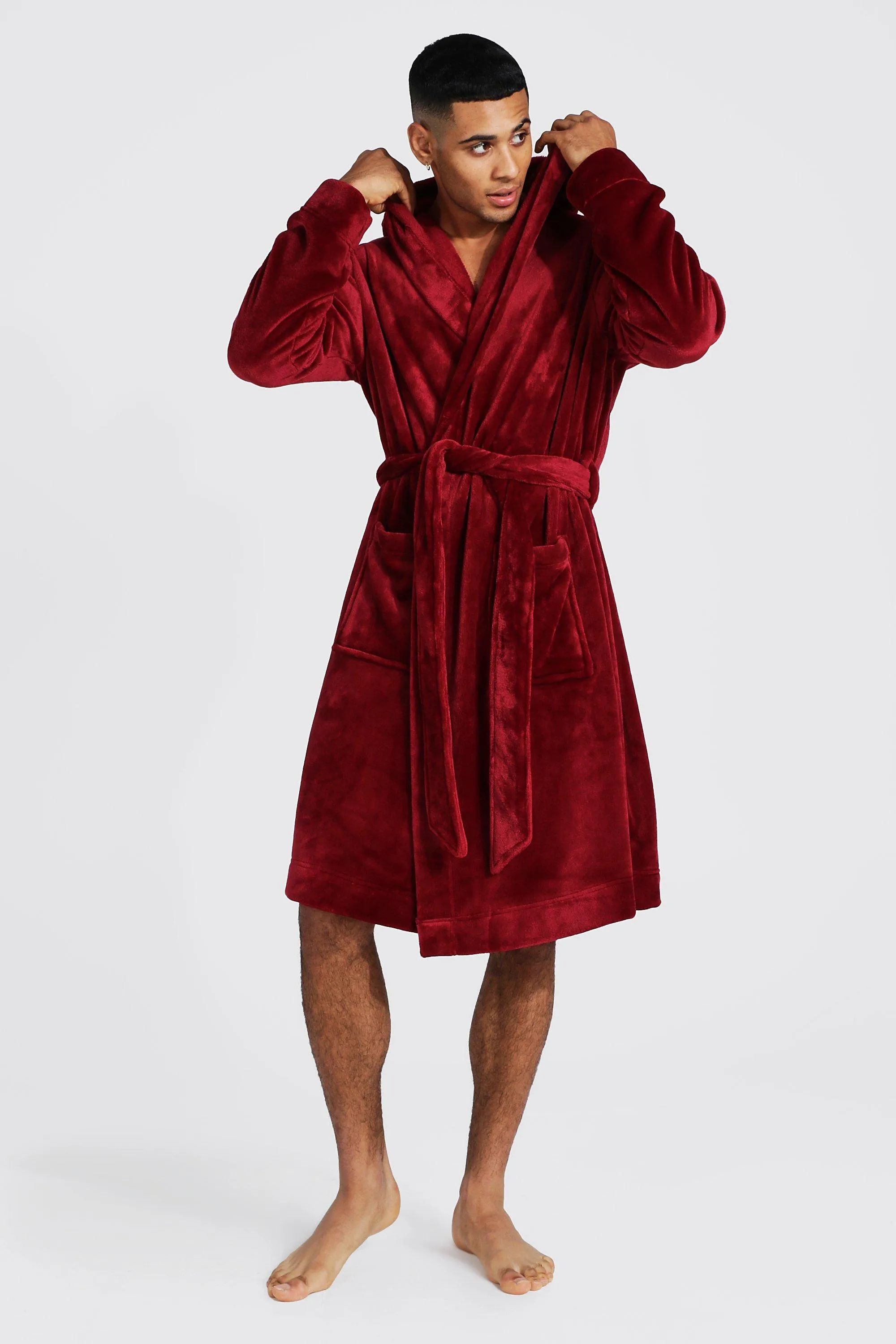 Fleece Hooded Dressing Gown