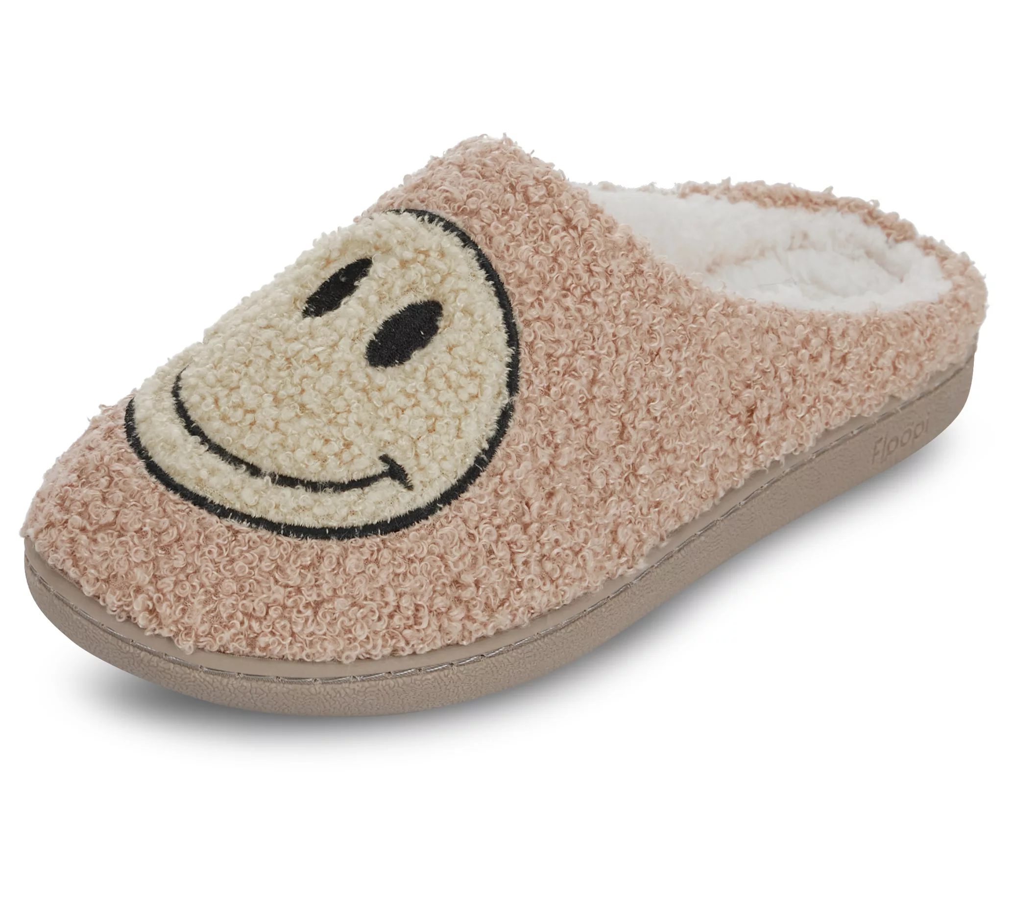 Floopi Women Indoor/Outdoor Smiley Face Faux-Fur Clog Slipper