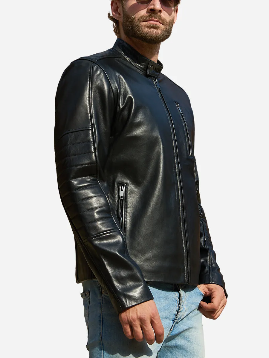 Gabriel Edgy Style Black Genuine Leather Biker Jacket