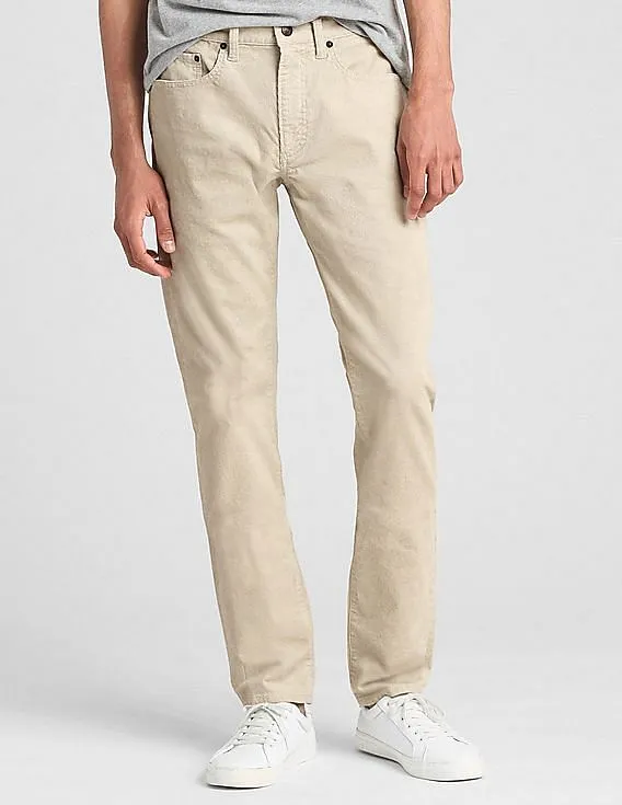 GAP Men White Slim Fit GapFlex Corduroy Jeans