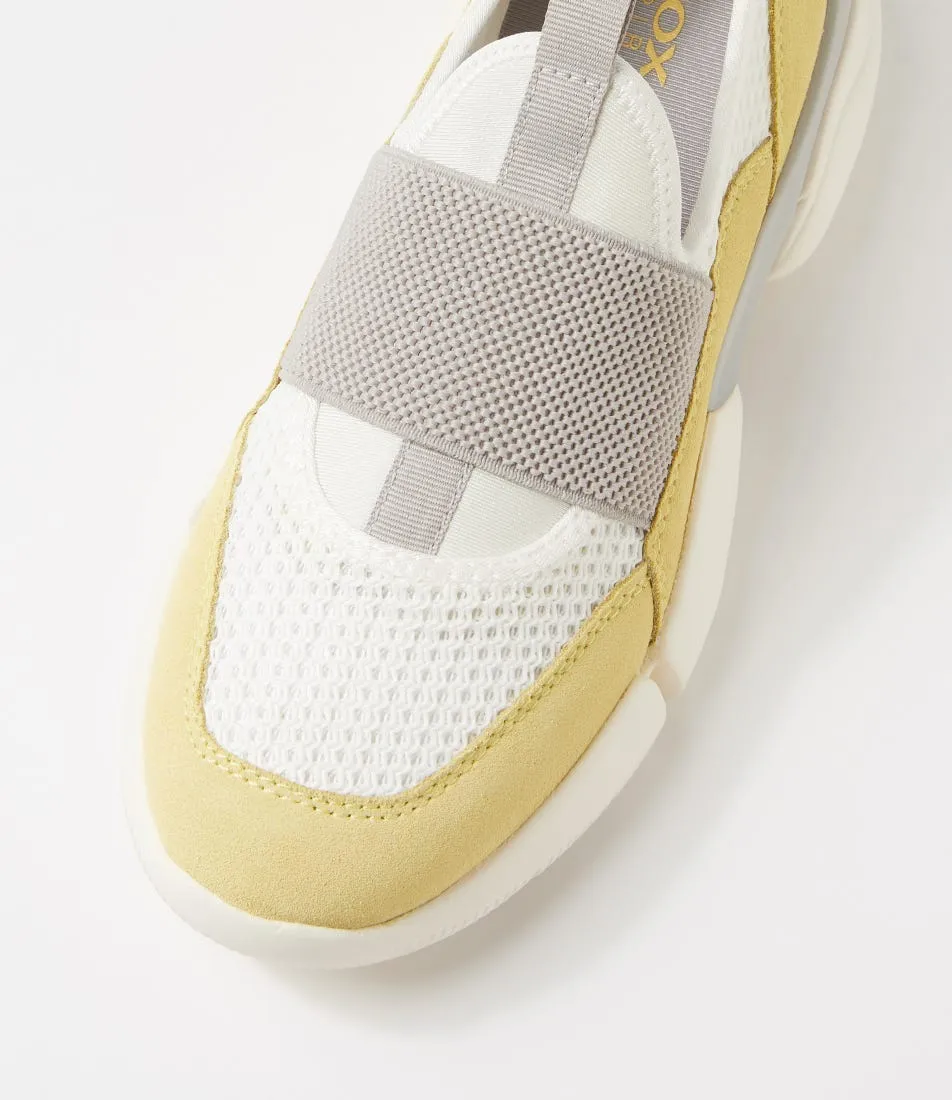 GEOX D Adacter W B White Light Yellow Suede Mix Sneakers