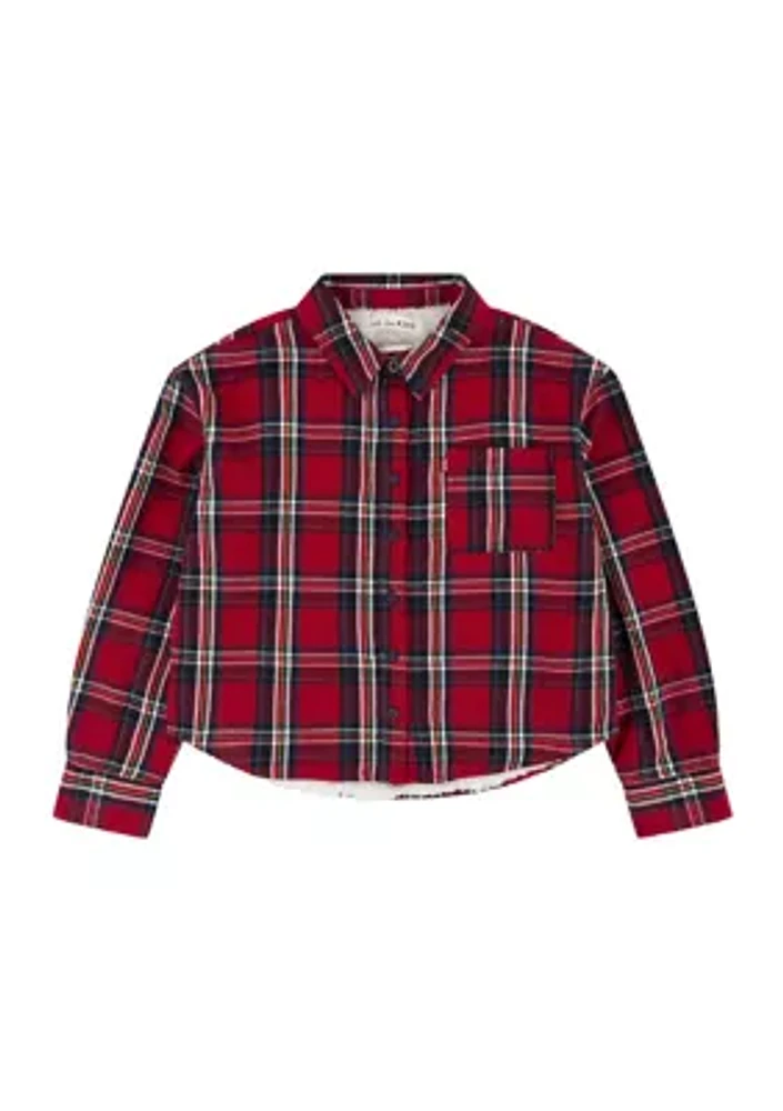 Girls 7-16 Cropped Plaid Shirt Jacket